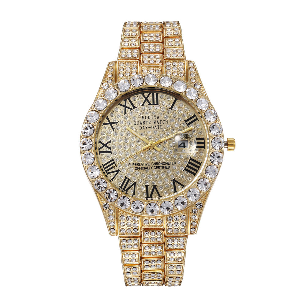 🔥Limited Time 50% OFF🔥Men's Luxury Rhinestone Decorated Round Dial Quartz Watch
