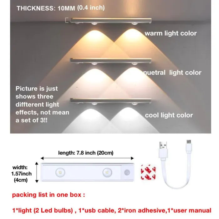 💡THREE color temperature led motion sensor cabinet light