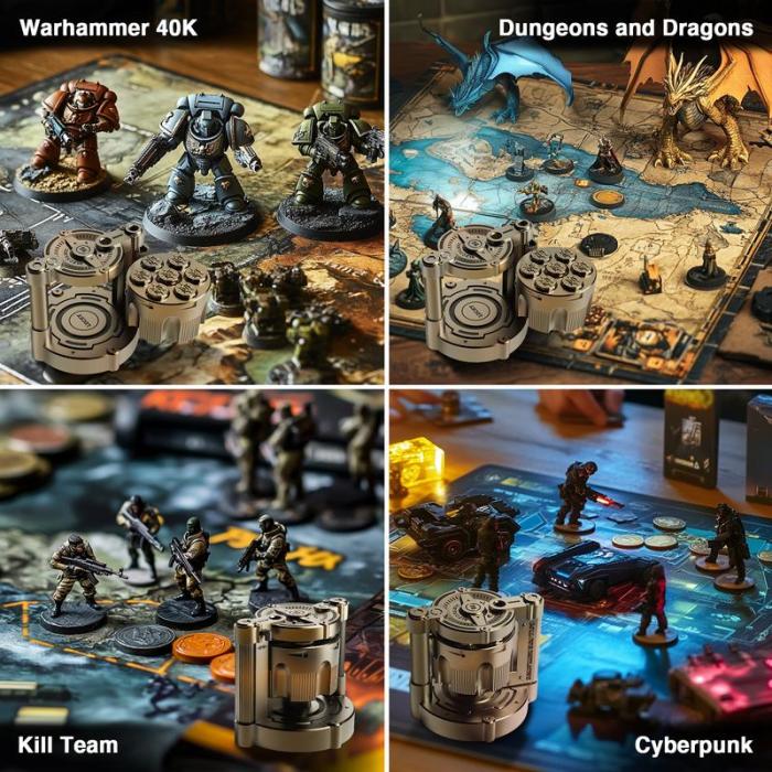 Golden Metal Polyhedral Dice Set Toy of 7 with Spinning, Wheel Cylinder Container Metal Dice Set for DND,Cyberpunk Style Dice,Warhammer 40K,Sci-Fi,Adventure,or Mystery Theme Tabletop Games