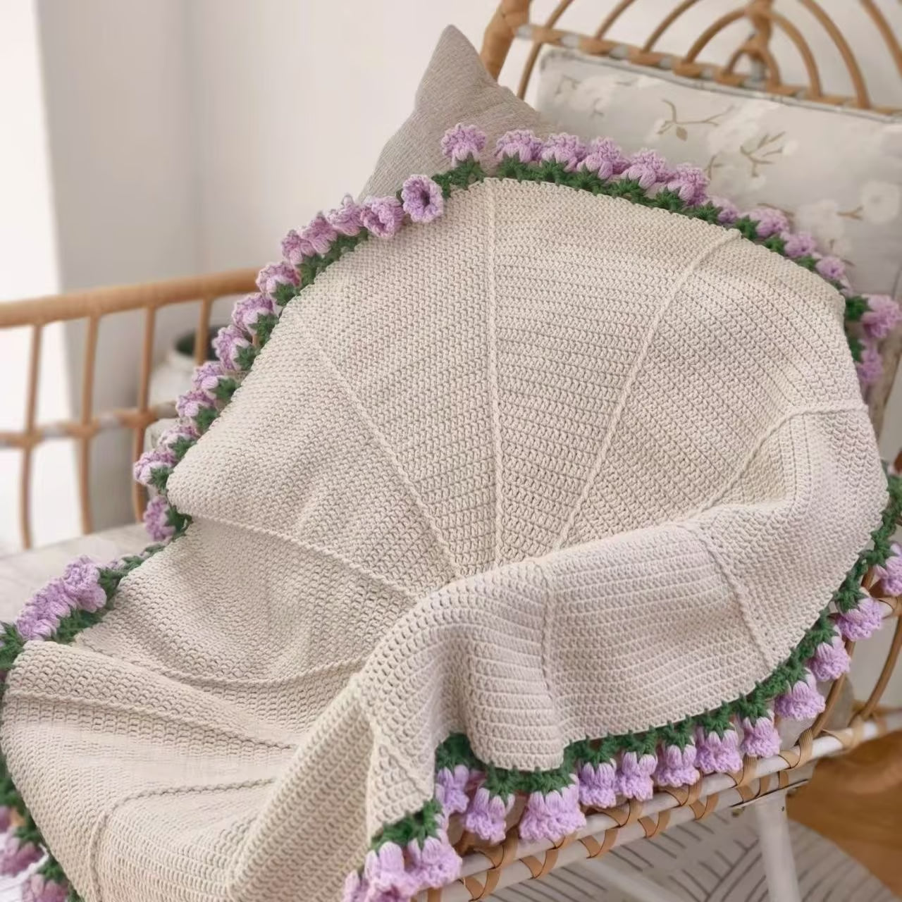 🌹Handmade Rose Bouquet Crochet Blanket