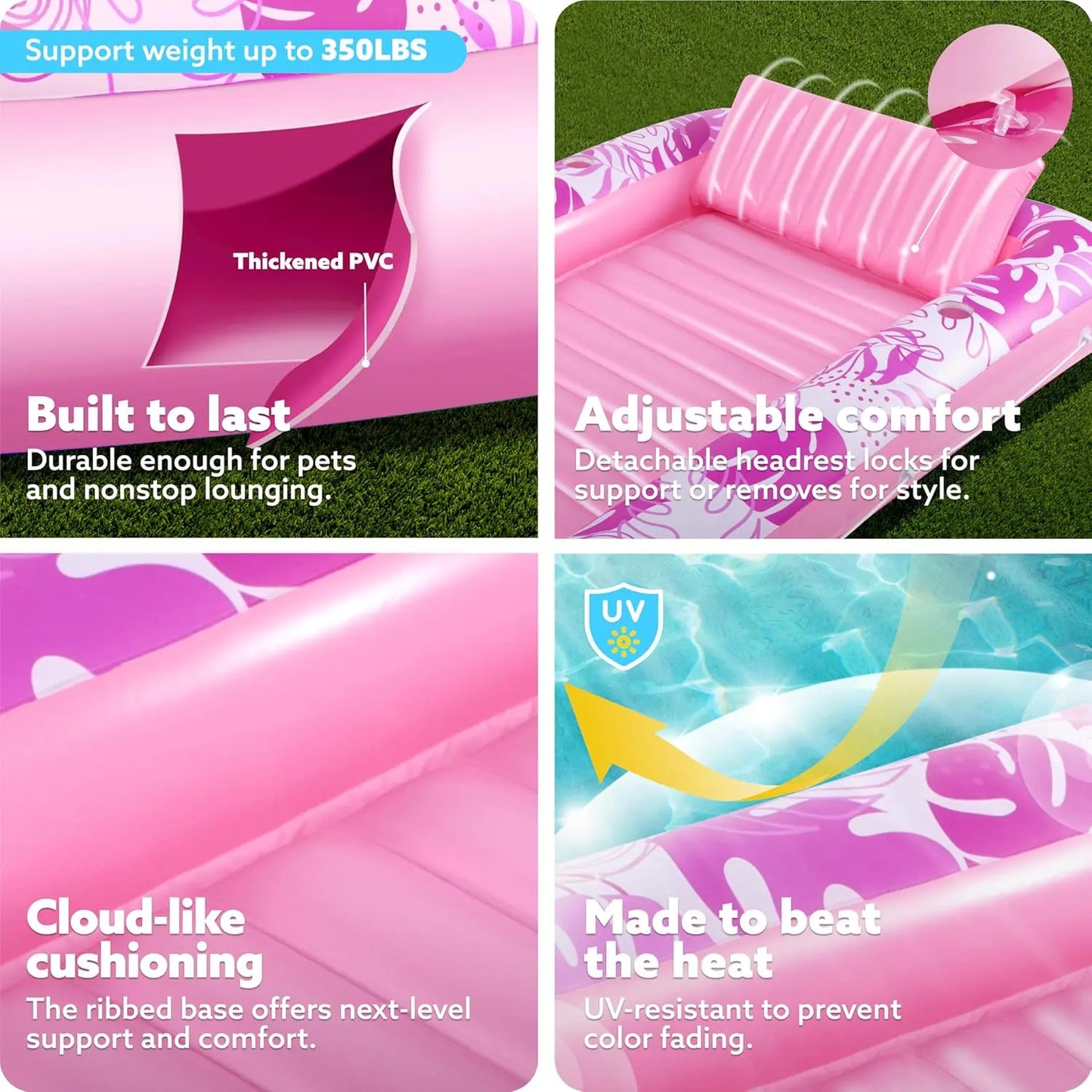 🔥Limited Time 50% Off🌊Inflatable Tanning Pool Lounge with Pillow & Cup Holder