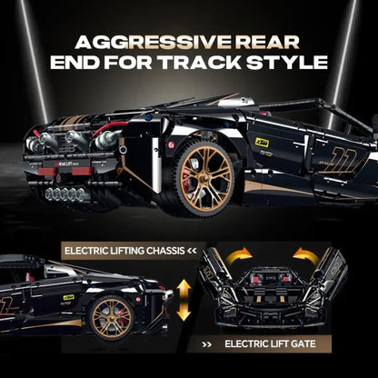 1:14 Black Gold V12 building blocks assembled sports car racing car educational toy car gift - stavogue