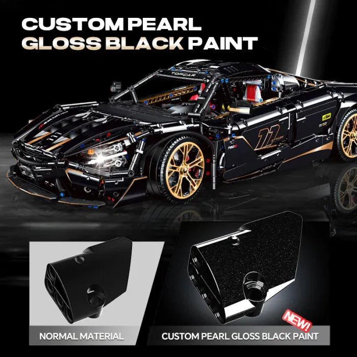 1:14 Black Gold V12 building blocks assembled sports car racing car educational toy car gift - stavogue