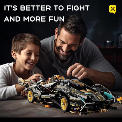 1:14 Black Gold V12 building blocks assembled sports car racing car educational toy car gift - stavogue