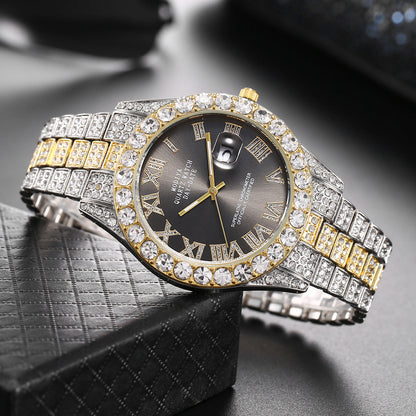 🔥Limited Time 50% OFF🔥Men's Luxury Rhinestone Decorated Round Dial Quartz Watch