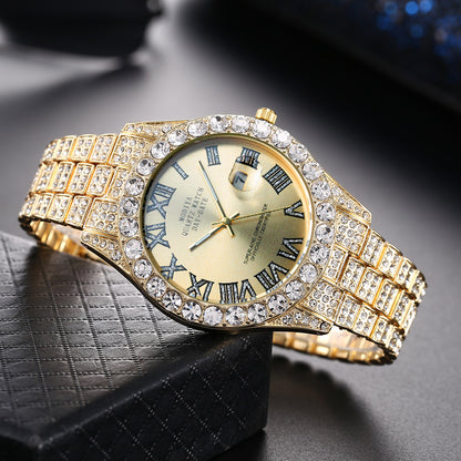 🔥Limited Time 50% OFF🔥Men's Luxury Rhinestone Decorated Round Dial Quartz Watch