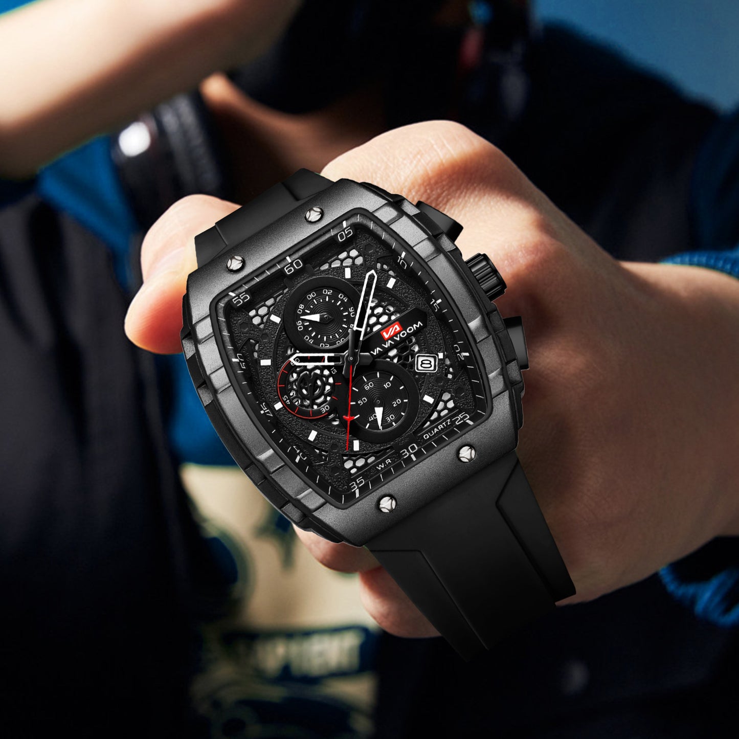 Men's barrel luminous waterproof fashion watch
