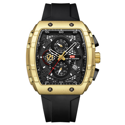 Men's barrel luminous waterproof fashion watch