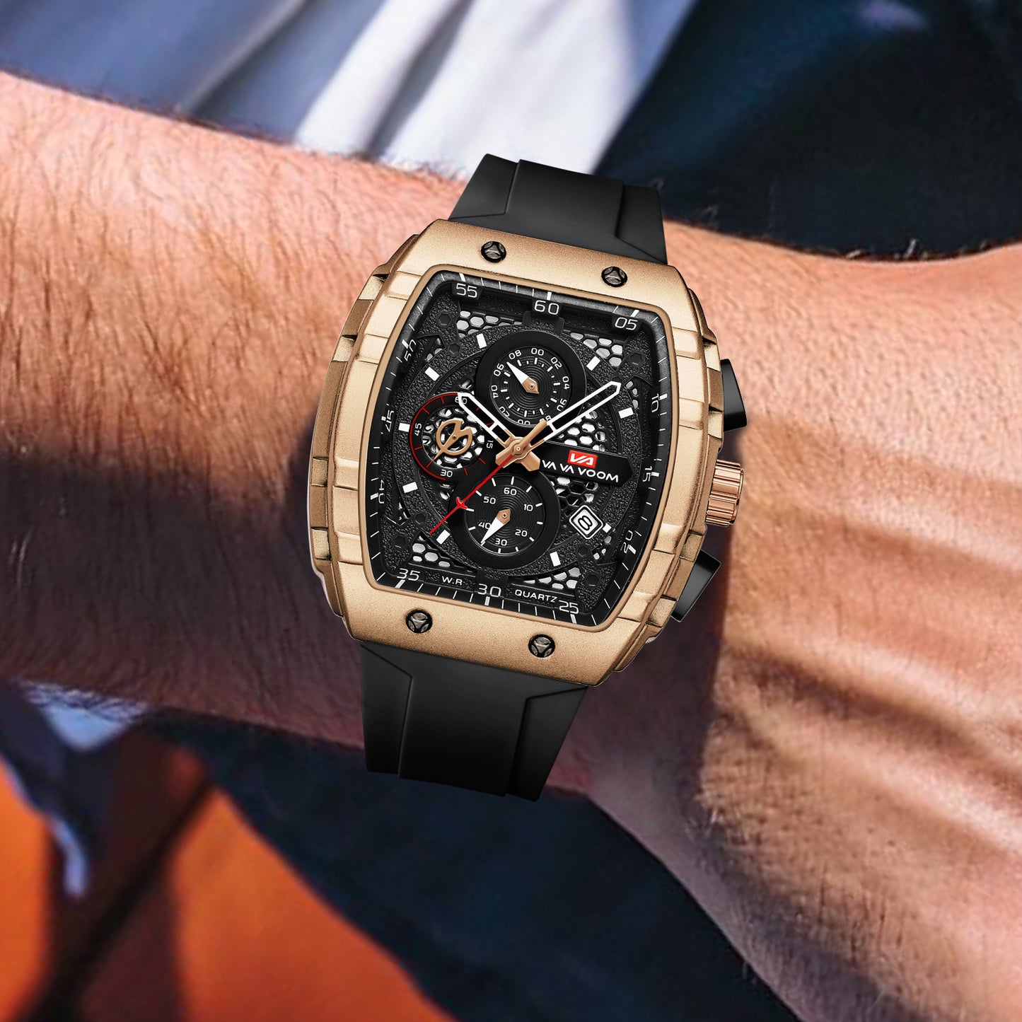 Men's barrel luminous waterproof fashion watch