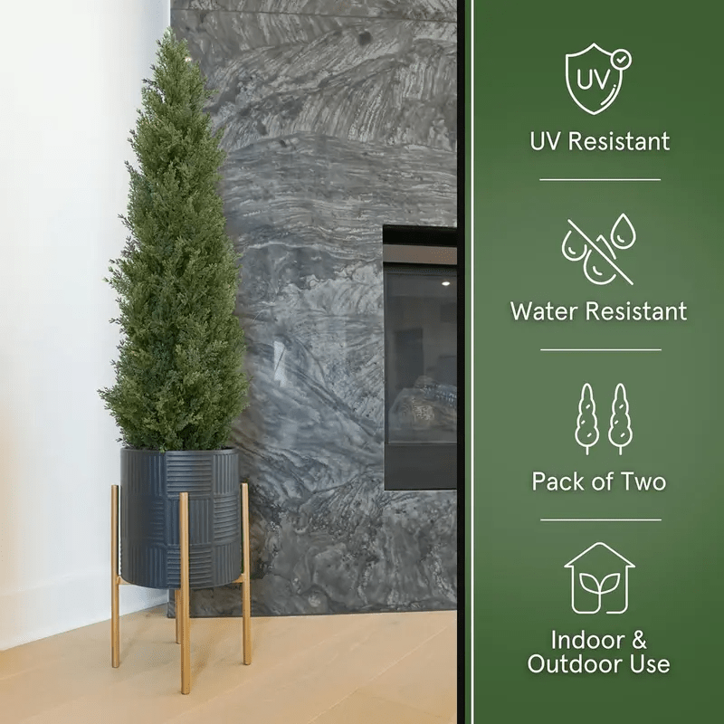 2 PCS Artificial cedar tree, 3FT or 4FT Tall Faux Cedar Tree, UV - Resistant Topiary Trees Artificial Outdoor - stavogue