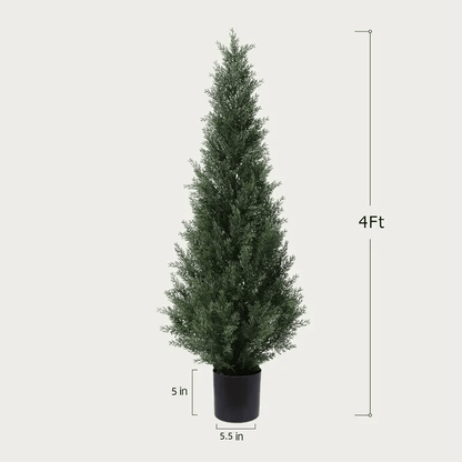 2 PCS Artificial cedar tree, 3FT or 4FT Tall Faux Cedar Tree, UV - Resistant Topiary Trees Artificial Outdoor - stavogue