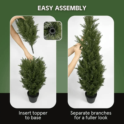 2 PCS Artificial cedar tree, 3FT or 4FT Tall Faux Cedar Tree, UV - Resistant Topiary Trees Artificial Outdoor - stavogue