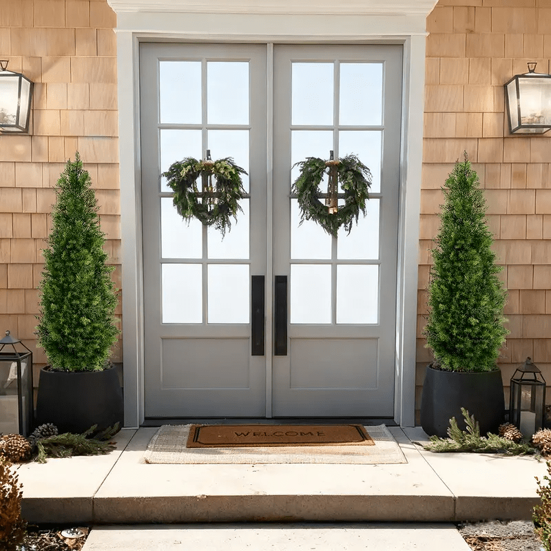 2 PCS Artificial cedar tree, 3FT or 4FT Tall Faux Cedar Tree, UV - Resistant Topiary Trees Artificial Outdoor - stavogue