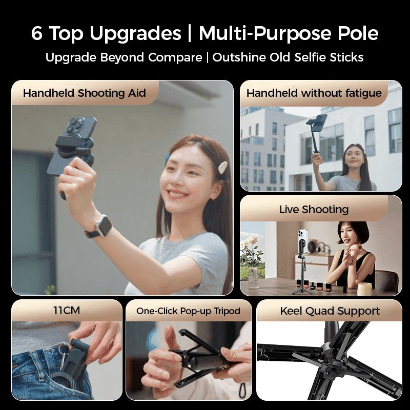 🔥2025 New 4 - in - 1 Multifunctional 360° Rotation Magnetic Selfie Stick - stavogue
