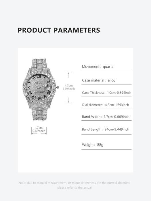 🔥Limited Time 50% OFF🔥Men's Luxury Rhinestone Decorated Round Dial Quartz Watch