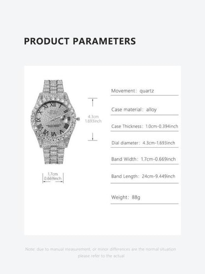 🔥Limited Time 50% OFF🔥Men's Luxury Rhinestone Decorated Round Dial Quartz Watch