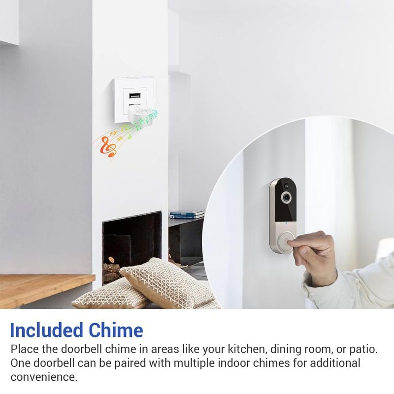 🔥Limited Time 50% OFF🔥-Smart Wireless Video Camera Doorbell with Chime-2.4G WiFi AI Human Detection Camera Doorbell with Two-way Audio Intercom