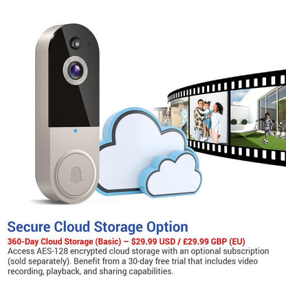 🔥Limited Time 50% OFF🔥-Smart Wireless Video Camera Doorbell with Chime-2.4G WiFi AI Human Detection Camera Doorbell with Two-way Audio Intercom