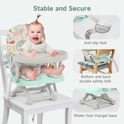 🔥Limited Time 50% OFF🔥Baby Booster Seat, Portable Toddler High Chair with Removable Tray & Seat Pad