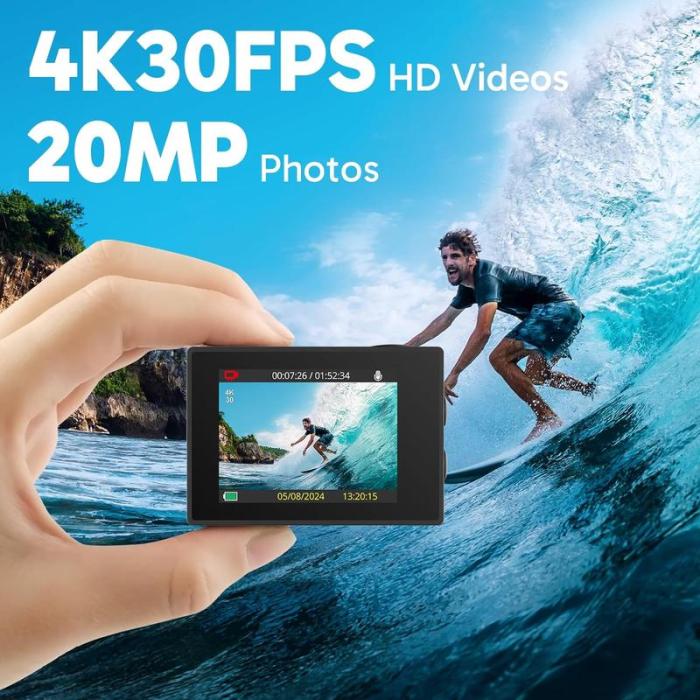AKASO Action Camera EK7000 4K 20MP Summer Water Sports Underwater Waterproof Camera