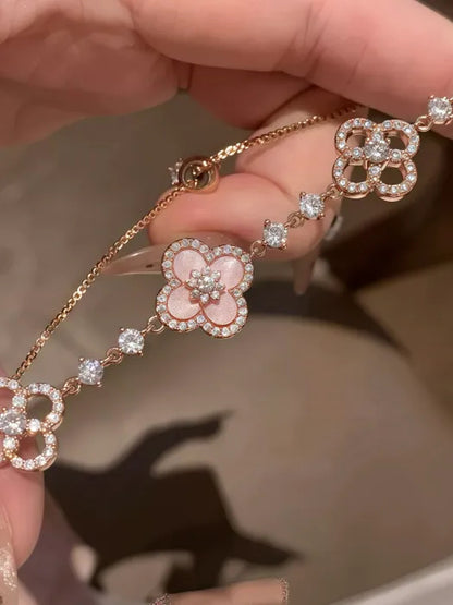 💖Mother's Day sales 49% OFF✨14k Rose Gold Sakura Cleef Lucky Bracelet