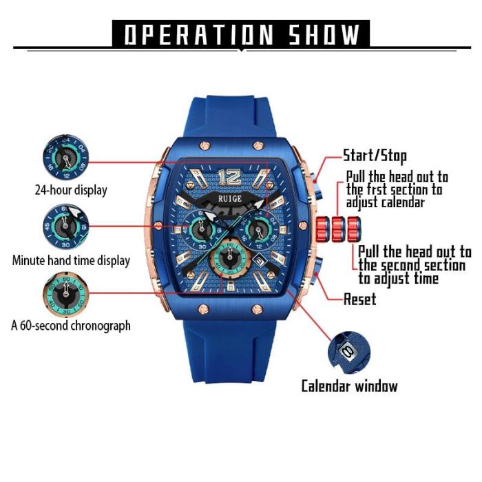 Men's barrel luminous waterproof fashion watch