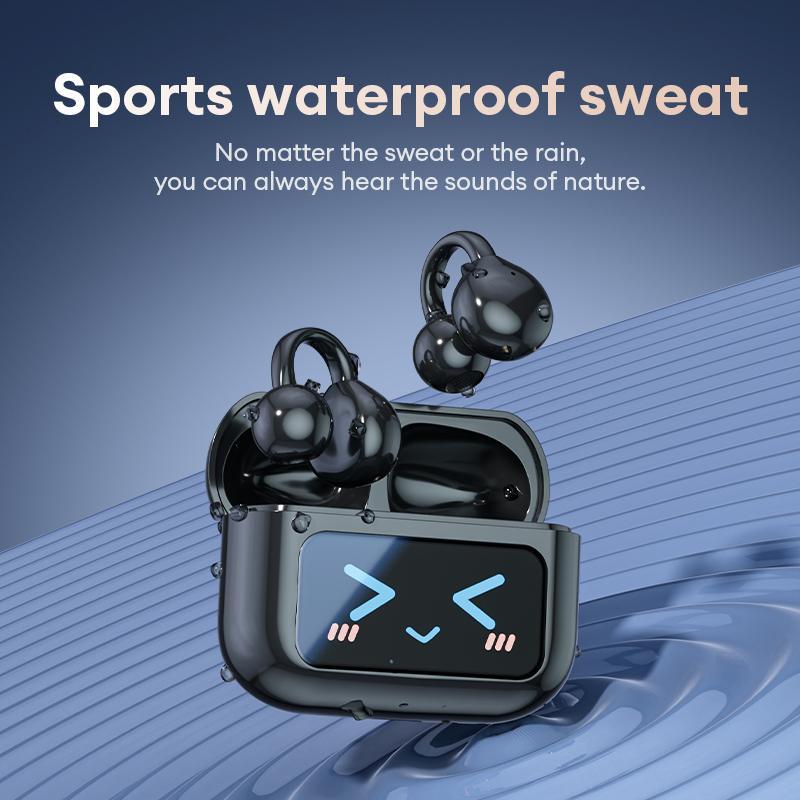 HYUNDAI M100 Clip-On Ear Headphones with Audio-Visual Touch Screen, Wireless Audio Headphones