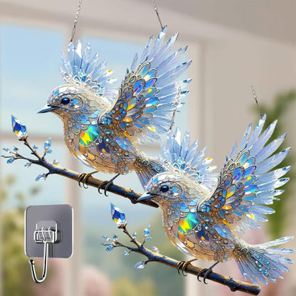 ✨Crystal Sky Spirit Bluebird Stained Art Ornament🐦