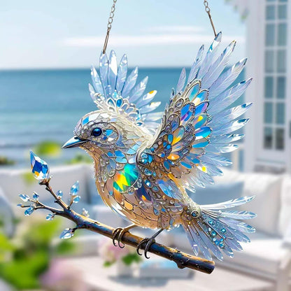✨Crystal Sky Spirit Bluebird Stained Art Ornament🐦