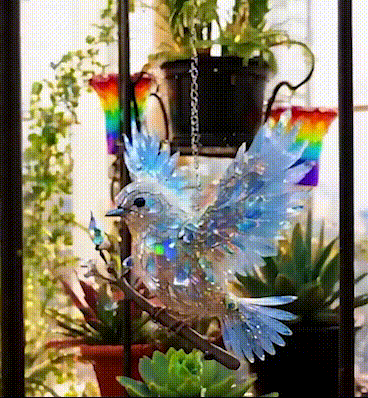 ✨Crystal Sky Spirit Bluebird Stained Art Ornament🐦