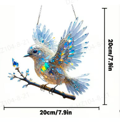 ✨Crystal Sky Spirit Bluebird Stained Art Ornament🐦