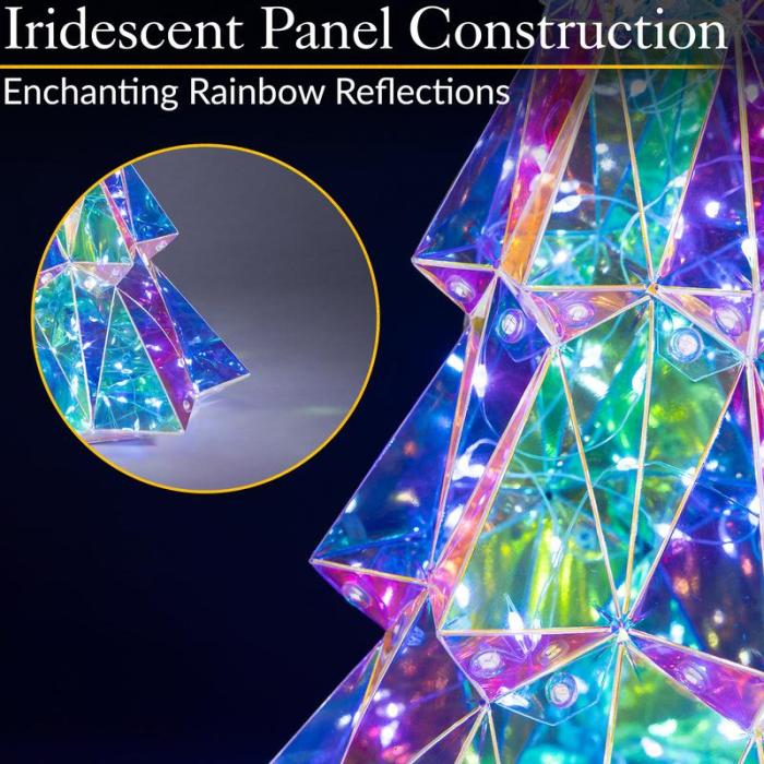 🎁Prismatic Iridescent Christmas Tree🌲Desktop Christmas Tree with LED Lights