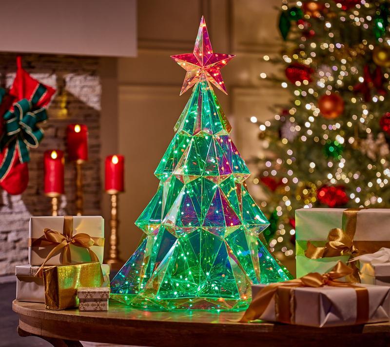 🎁Prismatic Iridescent Christmas Tree🌲Desktop Christmas Tree with LED Lights