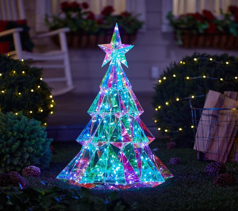 🎁Prismatic Iridescent Christmas Tree🌲Desktop Christmas Tree with LED Lights
