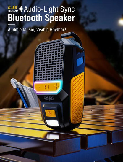Wearable Bluetooth Speaker with RGB Lights & Flashlight, IPX6 Waterproof