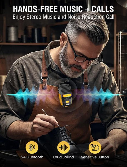 Wearable Bluetooth Speaker with RGB Lights & Flashlight, IPX6 Waterproof