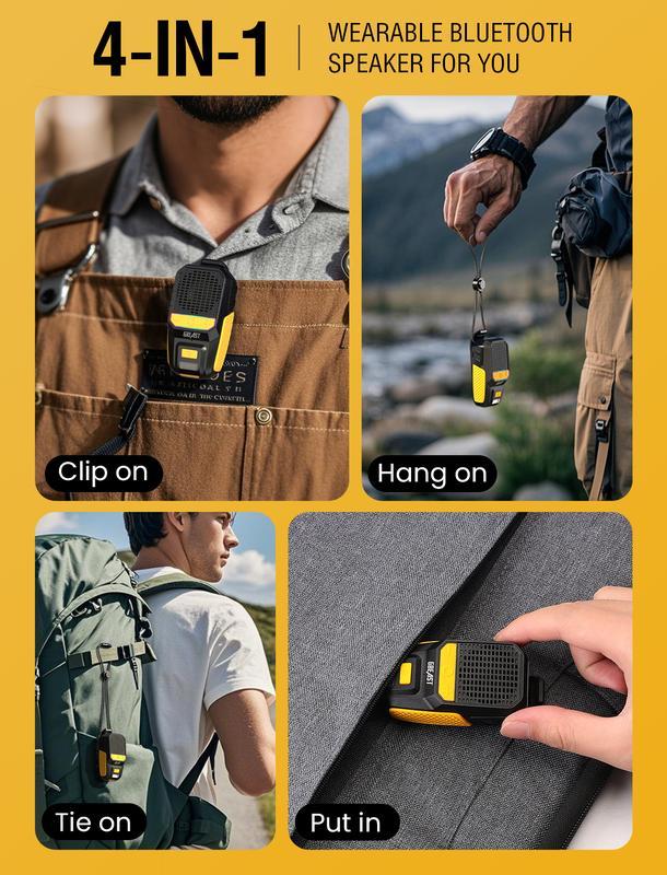 Wearable Bluetooth Speaker with RGB Lights & Flashlight, IPX6 Waterproof