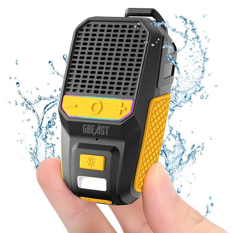Wearable Bluetooth Speaker with RGB Lights & Flashlight, IPX6 Waterproof