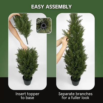 2 PCS Artificial cedar tree, 3FT or 4FT Tall Faux Cedar Tree, UV-Resistant Topiary Trees Artificial Outdoor