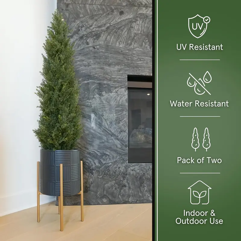 2 PCS Artificial cedar tree, 3FT or 4FT Tall Faux Cedar Tree, UV-Resistant Topiary Trees Artificial Outdoor