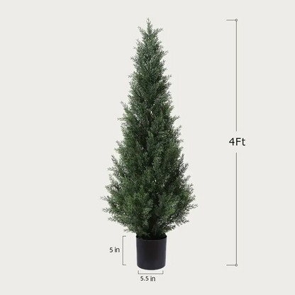 2 PCS Artificial cedar tree, 3FT or 4FT Tall Faux Cedar Tree, UV-Resistant Topiary Trees Artificial Outdoor