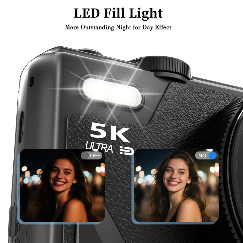 💥Black Friday Sale 50% OFF📸2025 Digital 5k camera ,Portable Retro Camera,180° digital camera with flip screen,18X Digital Zoom vlogging camera