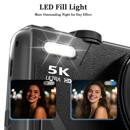 💥Black Friday Sale 50% OFF📸2025 Digital 5k camera ,Portable Retro Camera,180° digital camera with flip screen,18X Digital Zoom vlogging camera