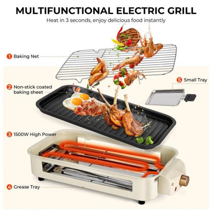 💥Black Friday Sale 50% OFF🔥2 in 1 Indoor Grills for Kitchen with Grill Net & Non-Stick Cooking Removable Plate