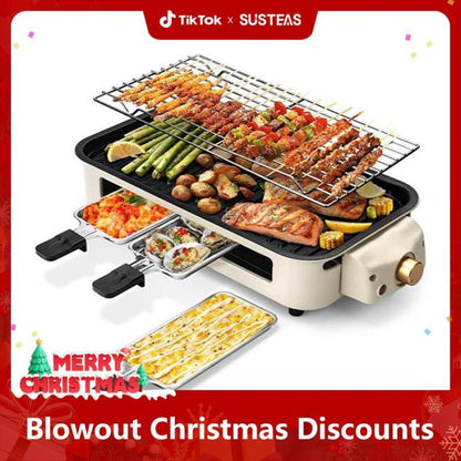 💥Black Friday Sale 50% OFF🔥2 in 1 Indoor Grills for Kitchen with Grill Net & Non-Stick Cooking Removable Plate