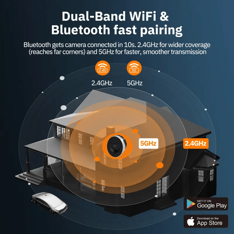 2K Second Floor Window Camera, AI Color Night Vision, Wi - Fi Indoor Security Cameras, Person & Motion Detection - stavogue