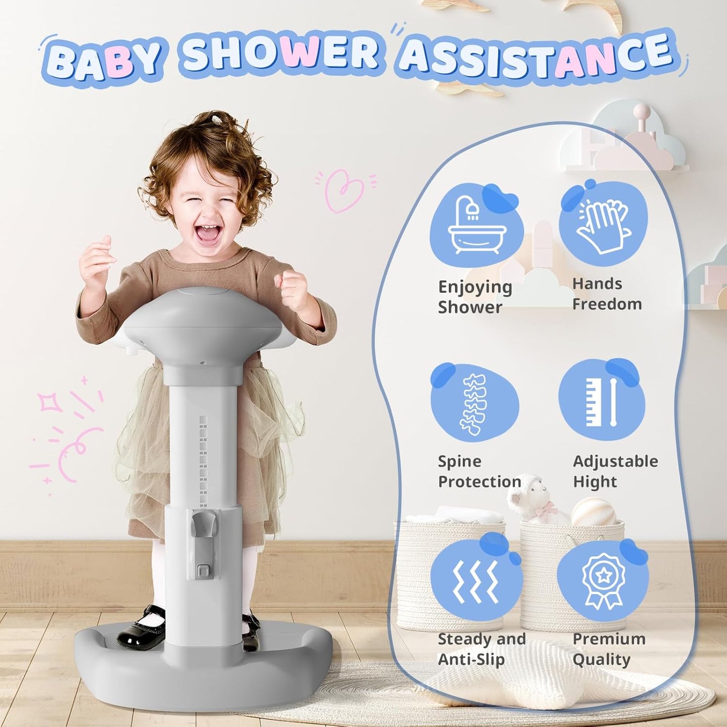 🎁Children's Day Pre-sale-50% OFF🔥Baby Bathtub with Shower Stand Support