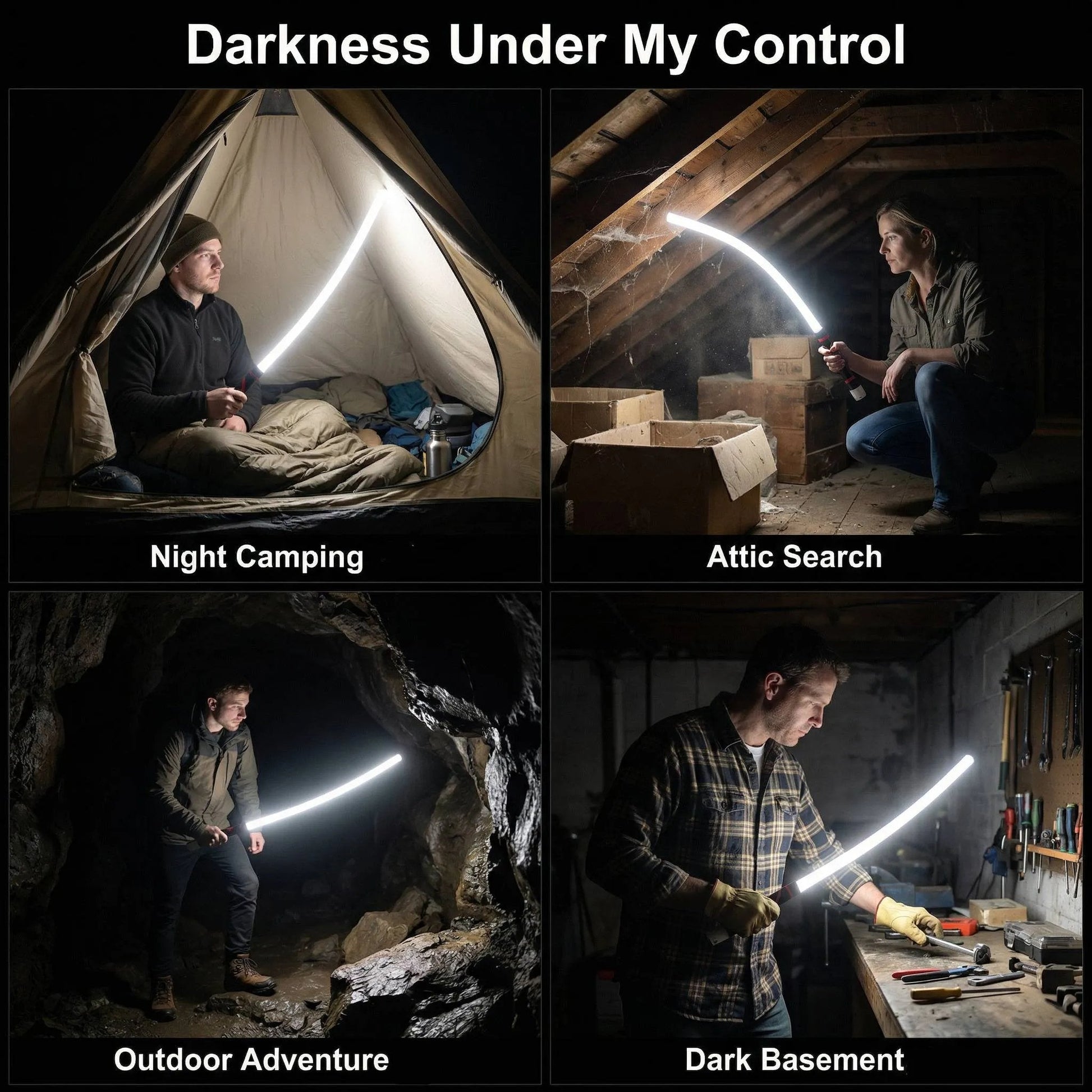 🔥Bendable Flexible LED Work Light💡: Your Professional Light for Narrow Spaces 🛠️(4000K Color Temperature | 44" Shape - Holding | Hands - Free) - stavogue
