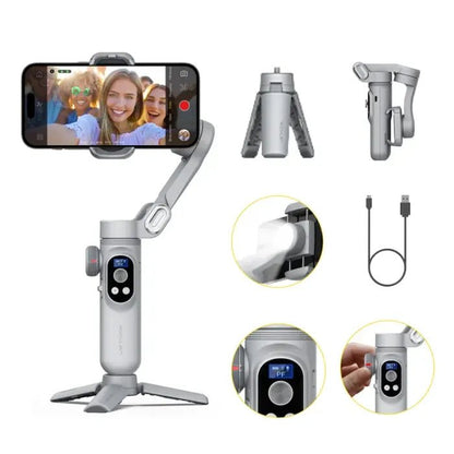 🔥Big Promotion 49% OFF💥Gimbal Stabilizer for Smartphone, 3 - Axis iPhone Gimbal, Portable Gimbal w/OLED Display（Three - year warranty） - stavogue