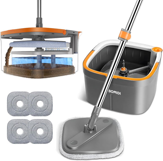 🔥Big Promotion 49% OFF💥Self Wash Spin Mop Spinner Flat 360 Rotating Cleaner With Turbo Flushing Bucket - stavogue